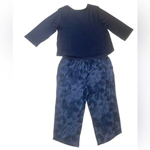 Anybody Brushed Jersey Printed Sleep Set Navy Tie Dye Size 1X Soft Comfy Pajamas